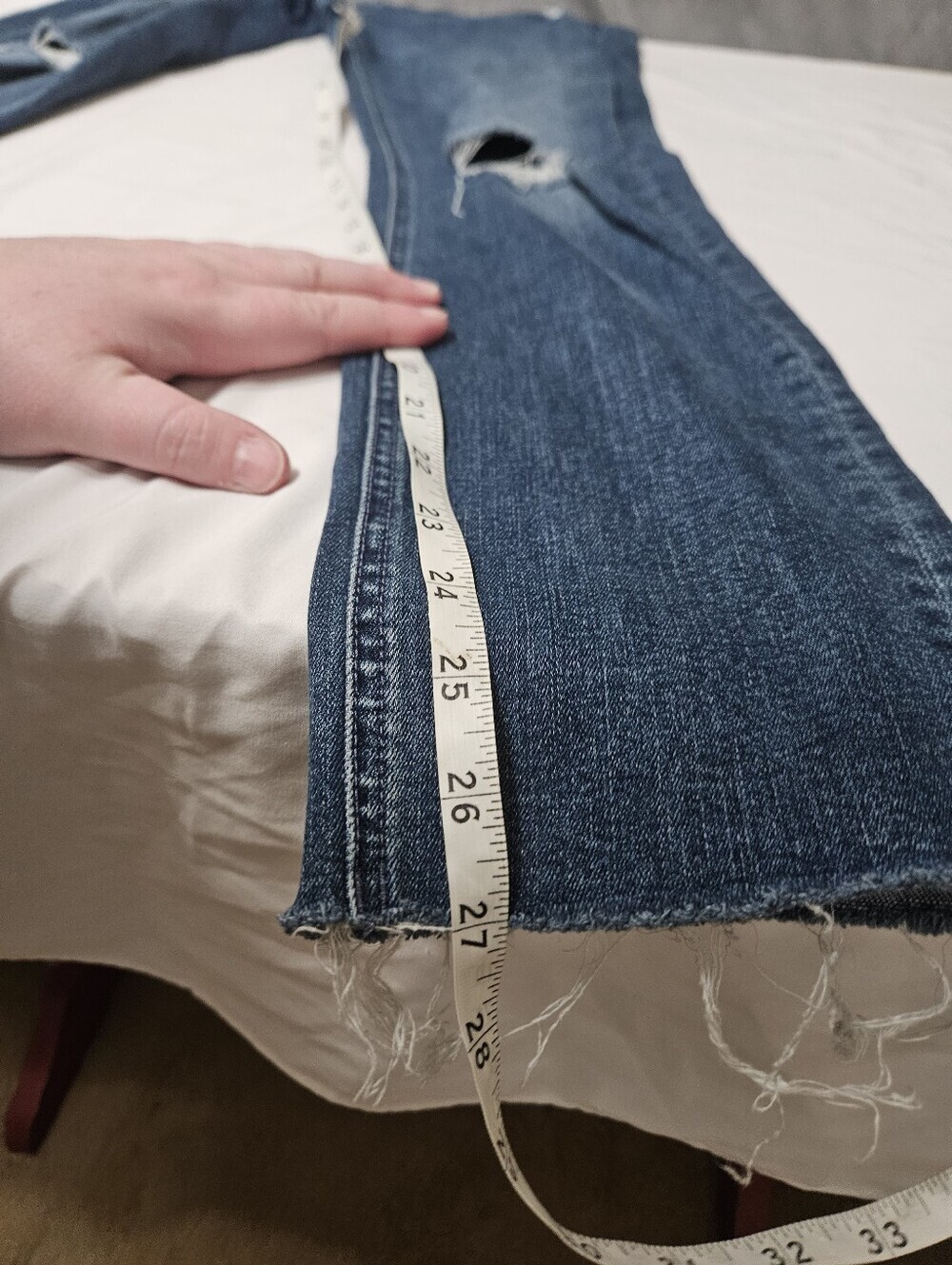 Mother The Mid Rise Dazzler Ankle Fray Cropped Jeans Size 28! - Picture 10 of 11